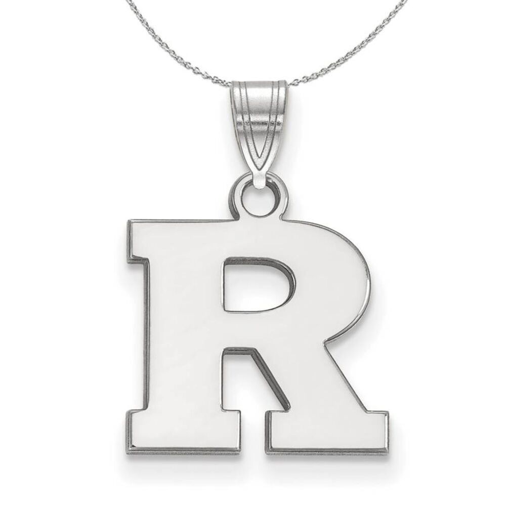 Sterling Silver Rutgers Small Initial R Necklace - 24 Inch